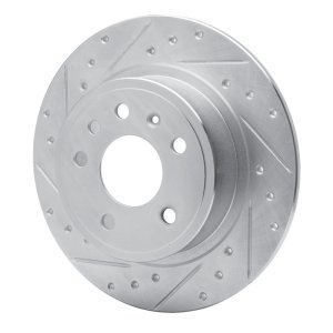 Saab 9-5 Brake Rotor (1) - Rear Left - R1 Concepts - Drilled & Slotted - Silver - `99-`10